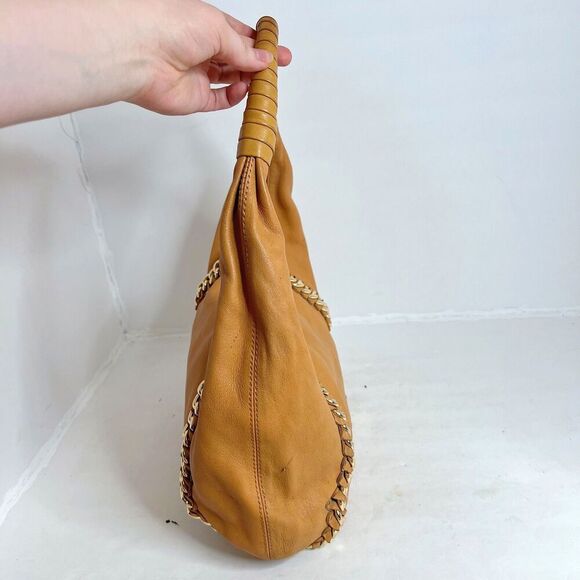 Michael Kors y2k Vintage ID Chain Hobo Bag Tan Light Brown Shoulder Bag - Picture 2 of 13